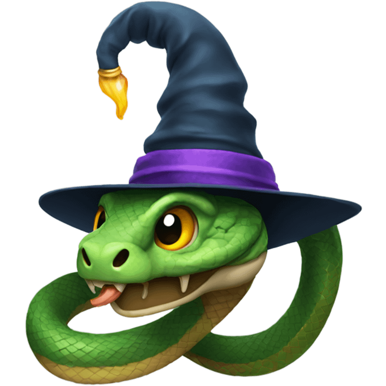 Snake wearing a wizard hat emoji