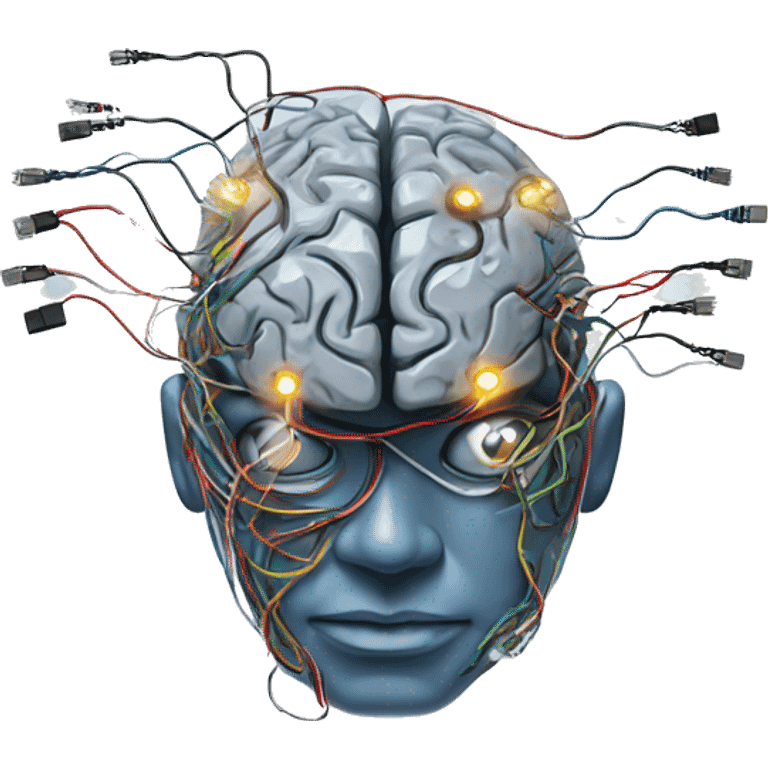 Cyborg brain with circuitry and wires emoji