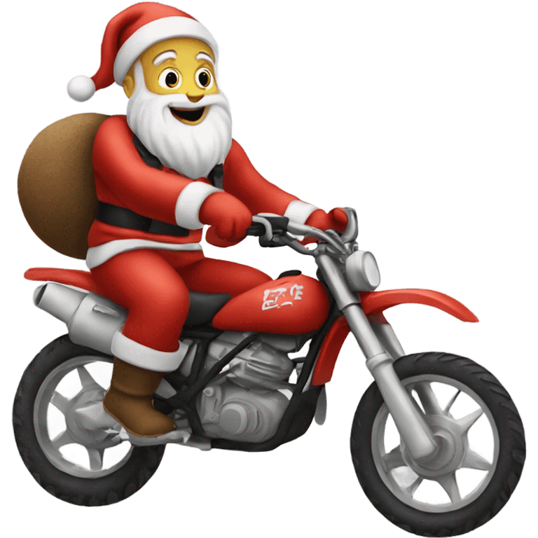 Santa riding a dirt bike emoji