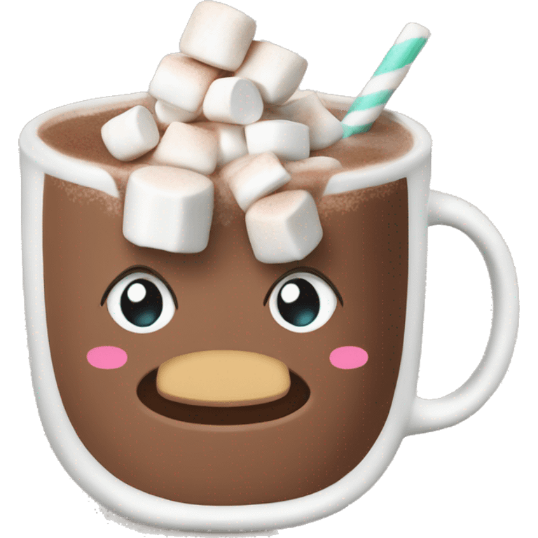 Hot chocolate with marshmallows Christmas themed  emoji