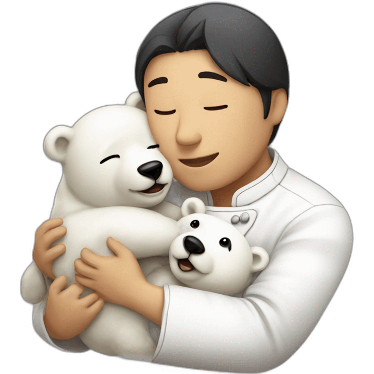 Man Chef filipina black with baby polar bear sleeping to back him emoji