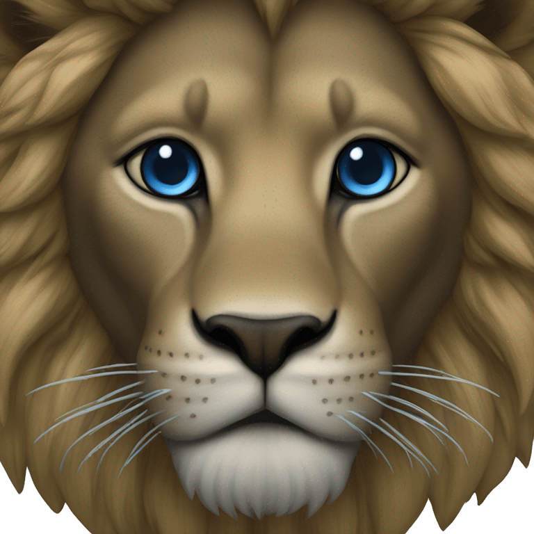 Lion noir avec des dents bleues emoji