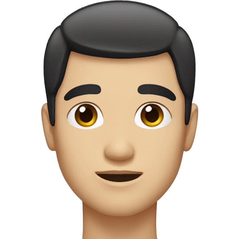 man with round face a short black hair and dark eyes emoji