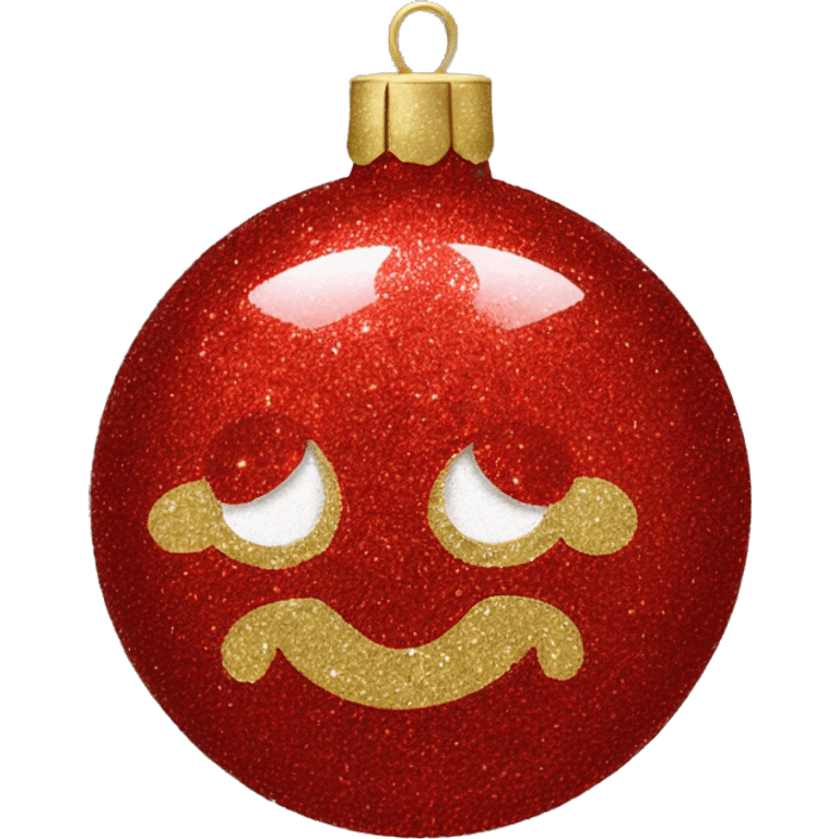 Red glitter Christmas bauble emoji