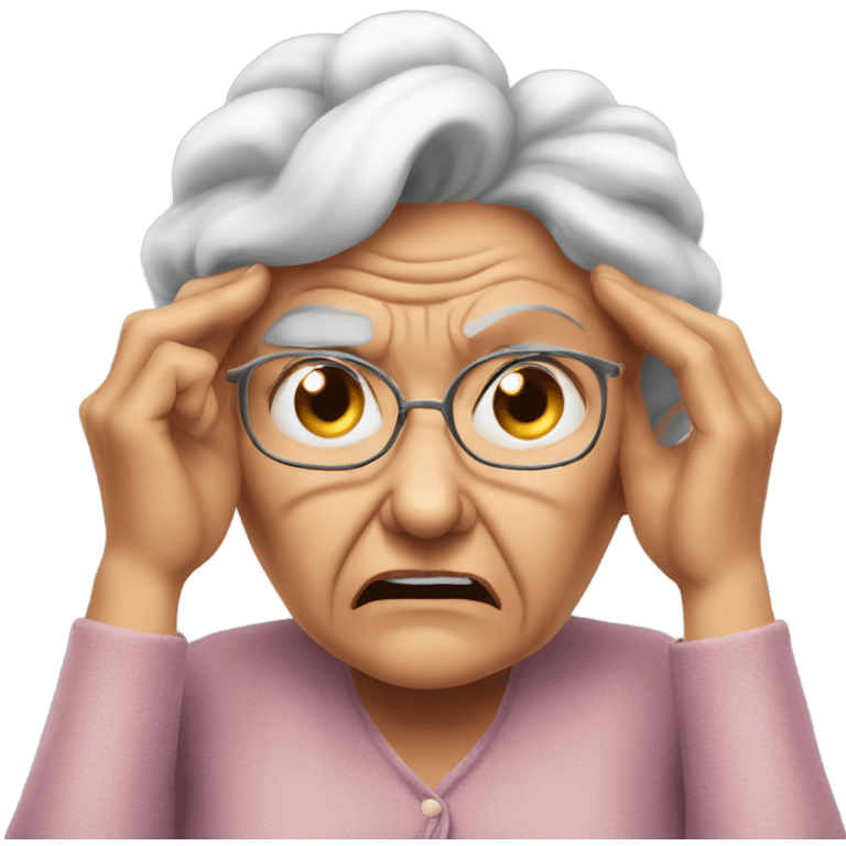 angry grandma cover her ears with her hand emoji