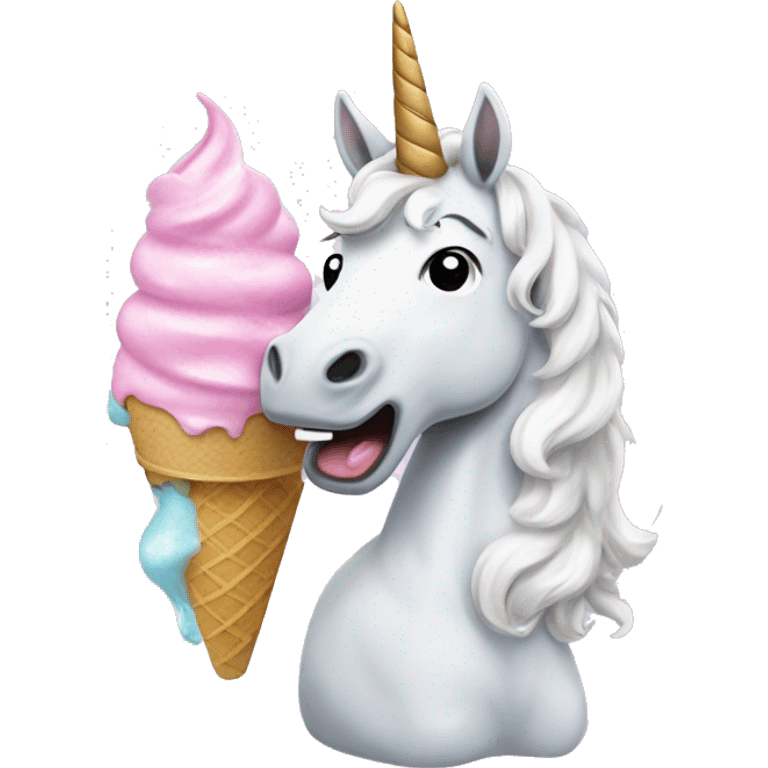 Unicorn eating ice cream emoji