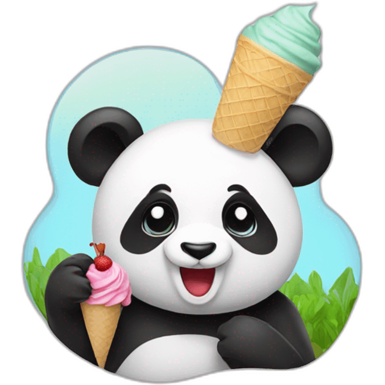 Panda eating ice cream emoji