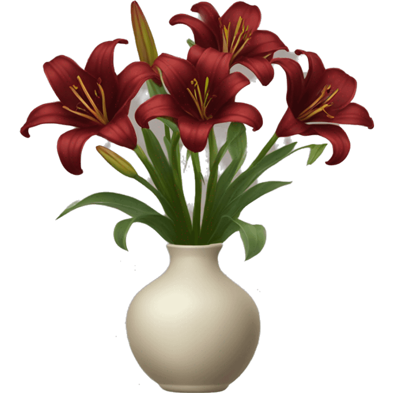 Dark red lilies in vase emoji