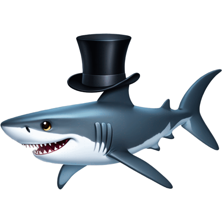 Shark with a top hat emoji