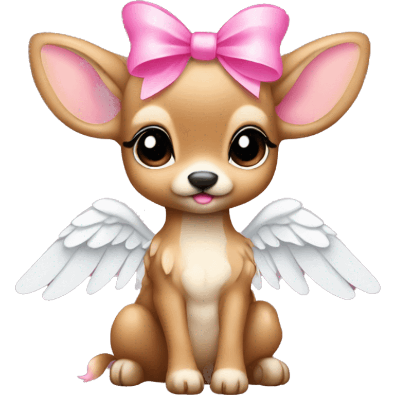 Baby fawn with pink bow and angel wings emoji