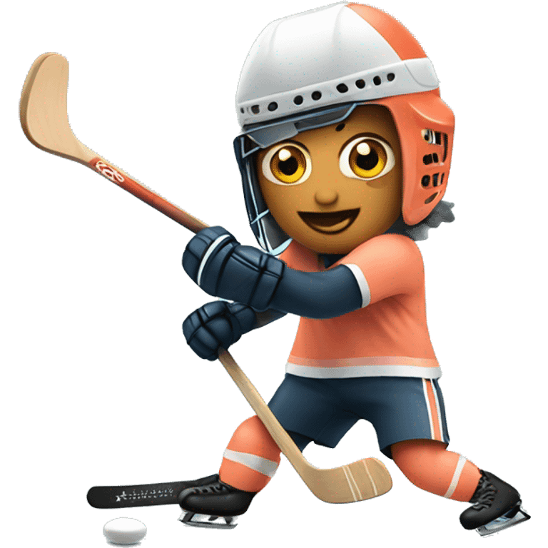 Salmon playing hockey emoji