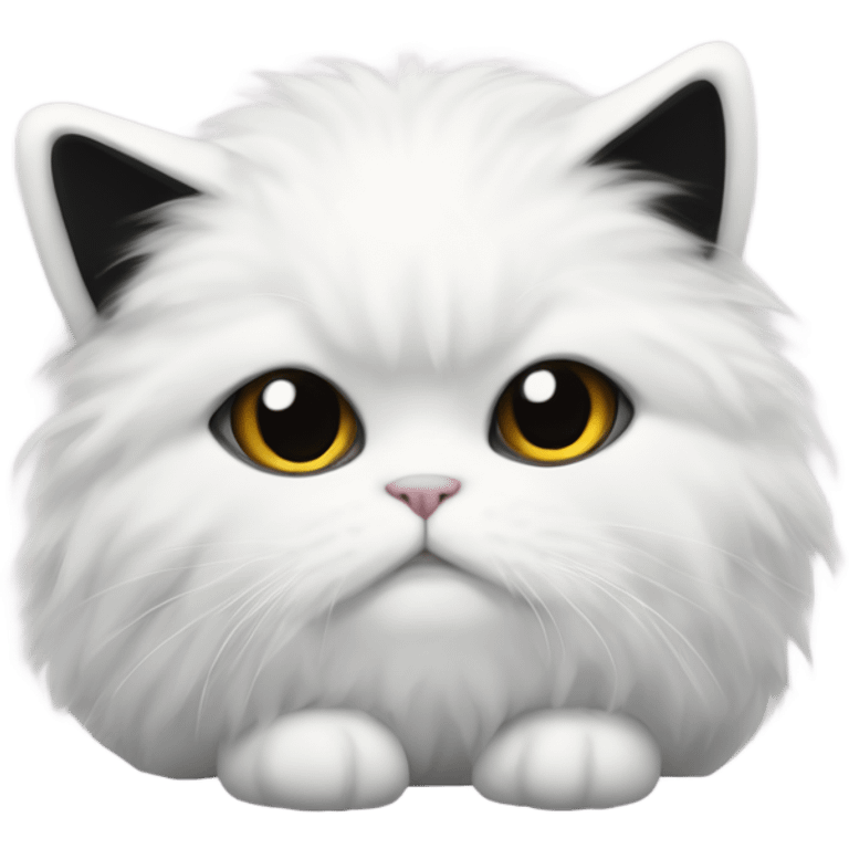 fat white fluffy cat with black face paws and tail wearing pyjamas  emoji