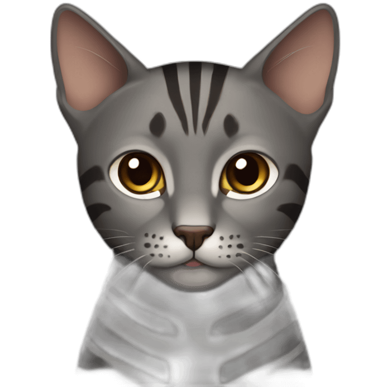 dark grey with brown stripes cat emoji