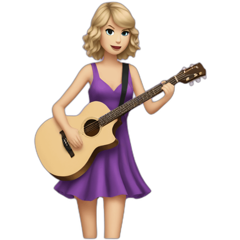 Taylor swift with a purple dress and playing guitar emoji