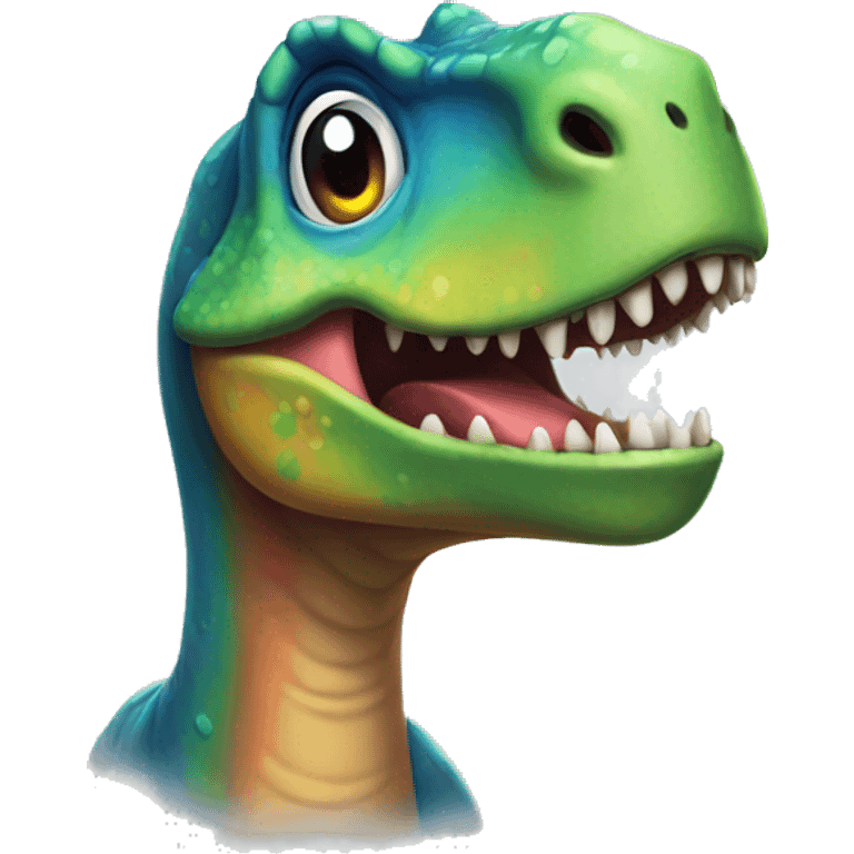 A rainbow-eyed dinosaur. emoji