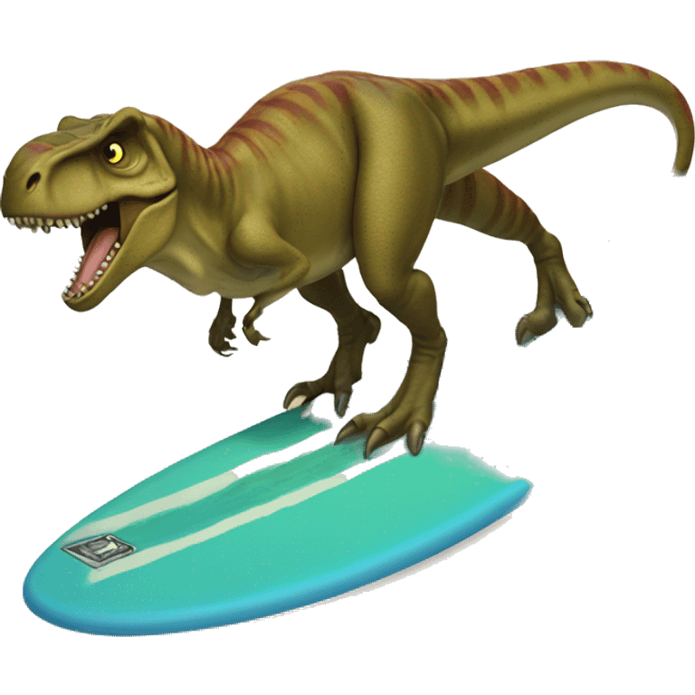 T. rex on surfboard   emoji