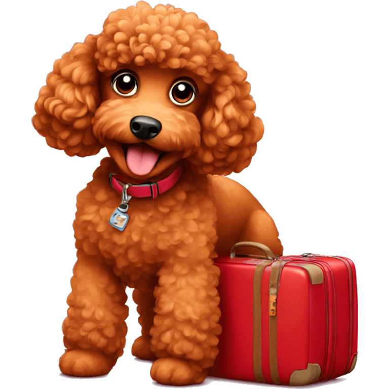 Red poodle with a luggage  emoji