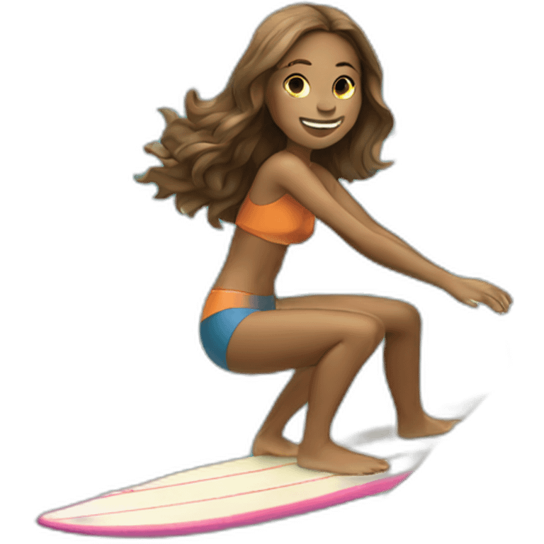 a girl surfing but flat wave emoji