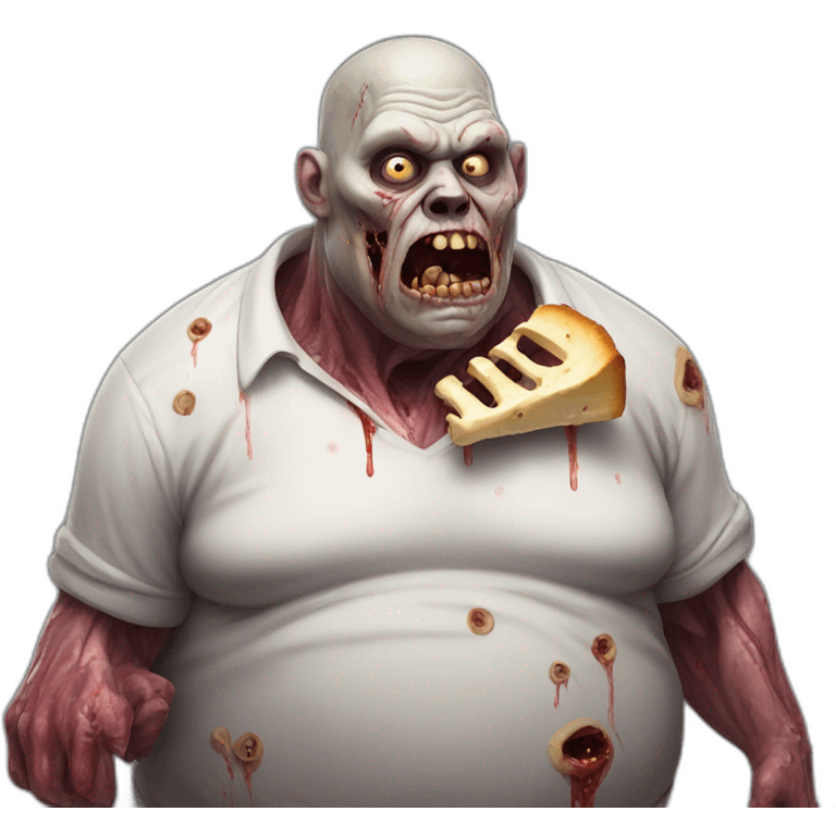 fat zombie wearing eating a bone hyperrealistic emoji