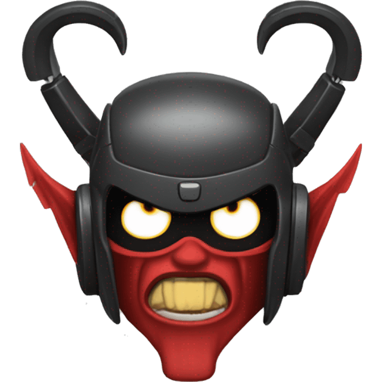 demonio con cascos y micrófono  emoji