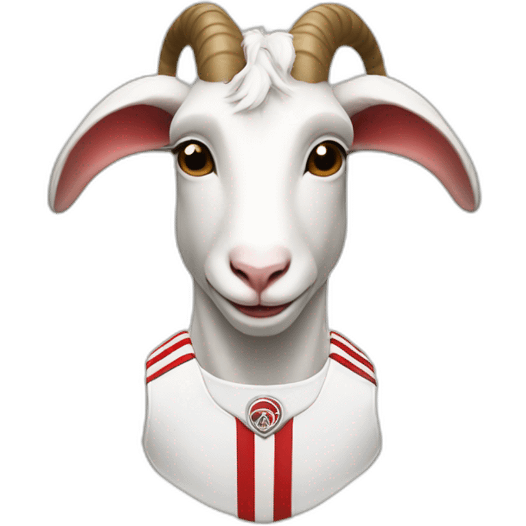 A goat in a white uniform and red stripes  emoji