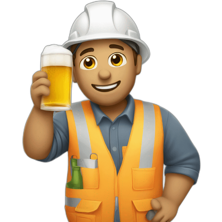 construction worker drinking a beer emoji