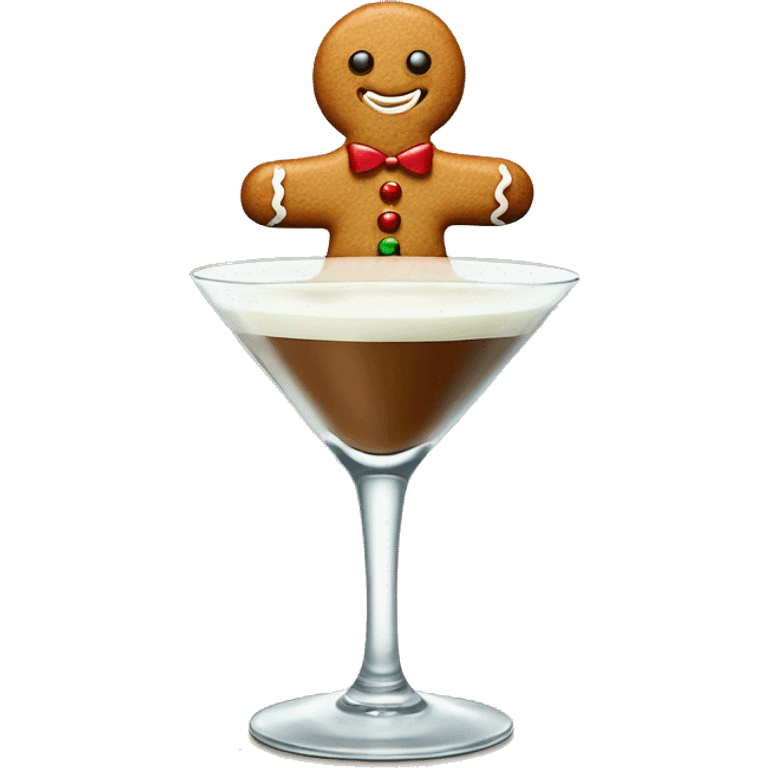 Tiny Gingerbread man in a gingerbread martini emoji