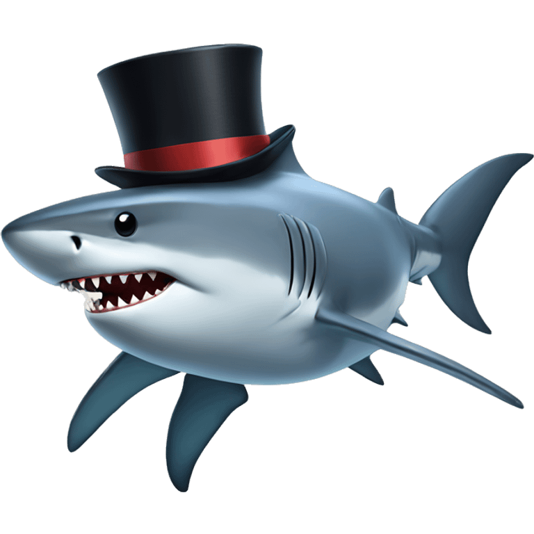 Shark with a top hat emoji