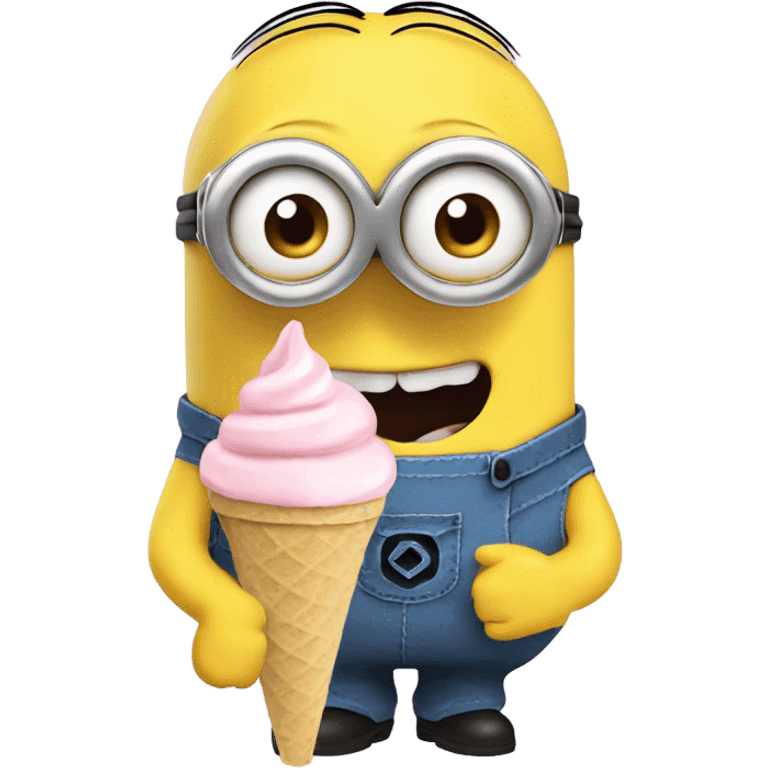 minion eating vanilla icecream cone emoji