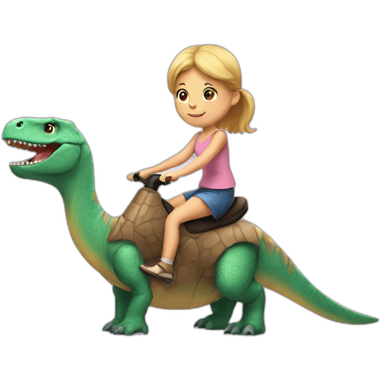 Little white girl riding a dinosaur  emoji