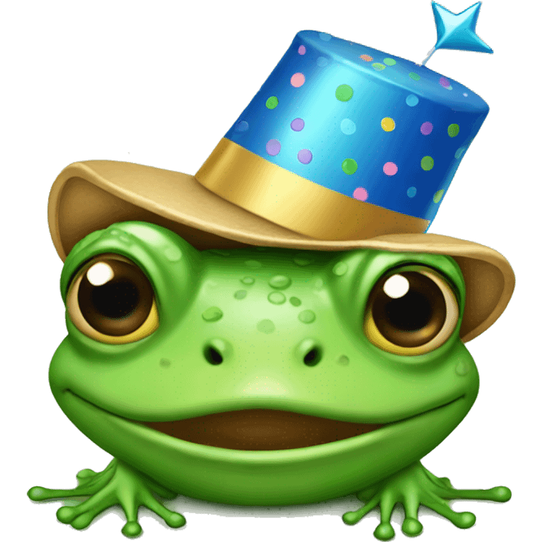 a frog with a birthday hat  emoji