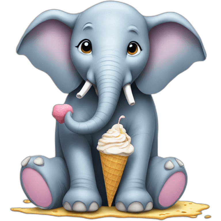 Elephant eating icecream emoji