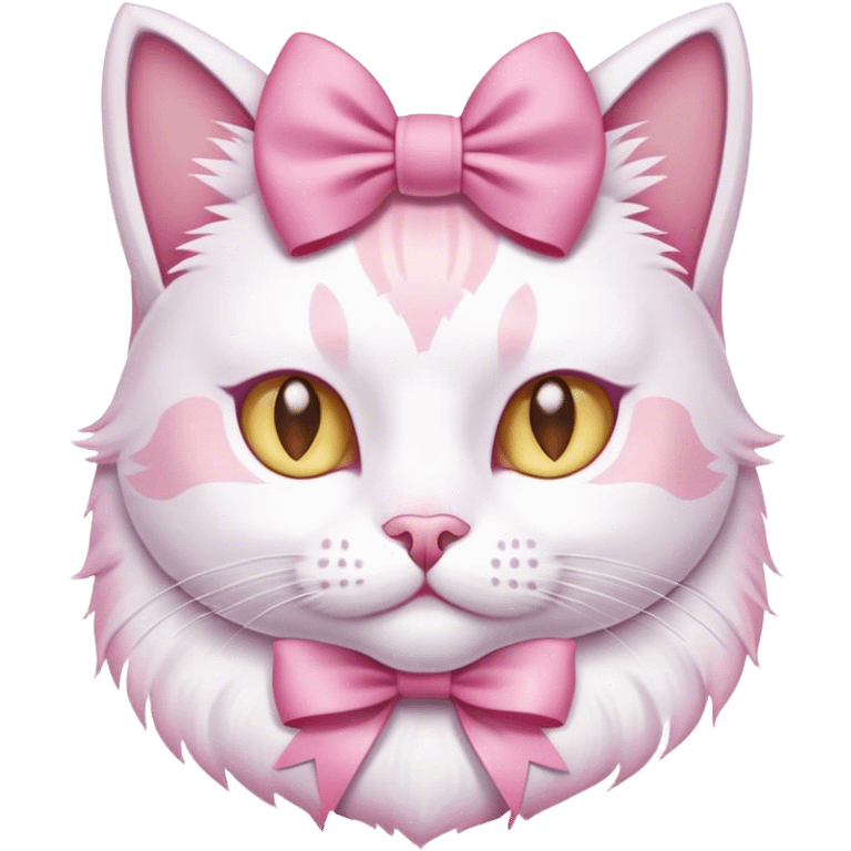 pink white cat with a pink bow emoji