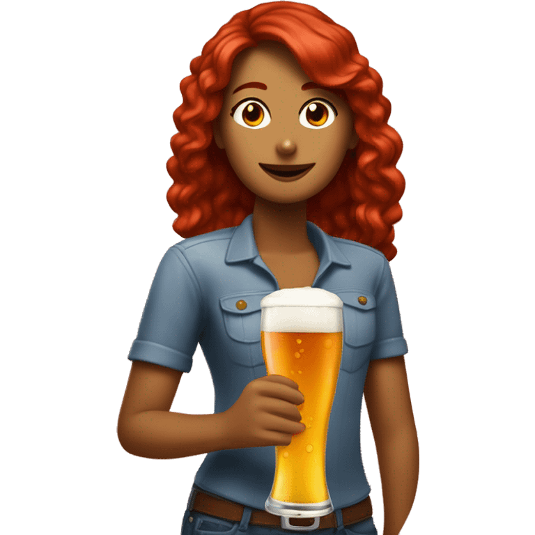 amigas pelo rojo tomando una cerveza emoji