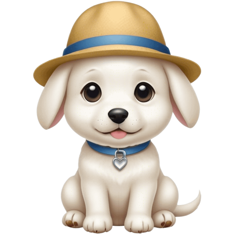 White puppy wearing a hat emoji