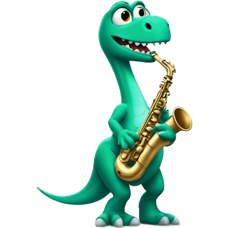 Cute dinosaur playing sax emoji