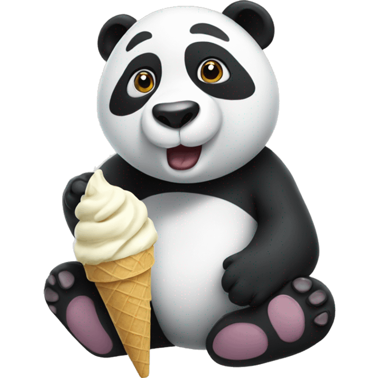 Panda eating ice cream emoji