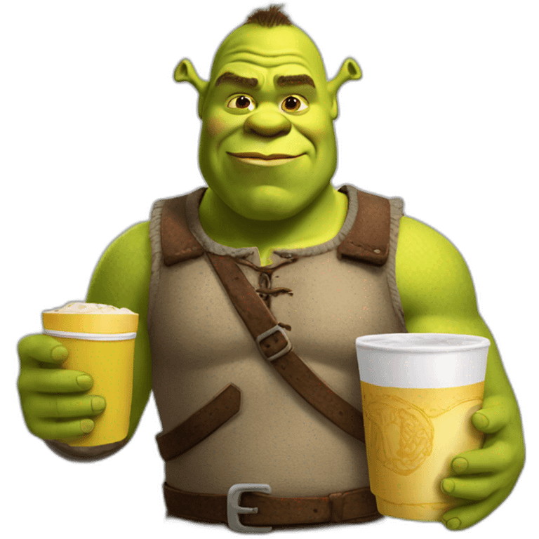 Shrek with a double cup emoji