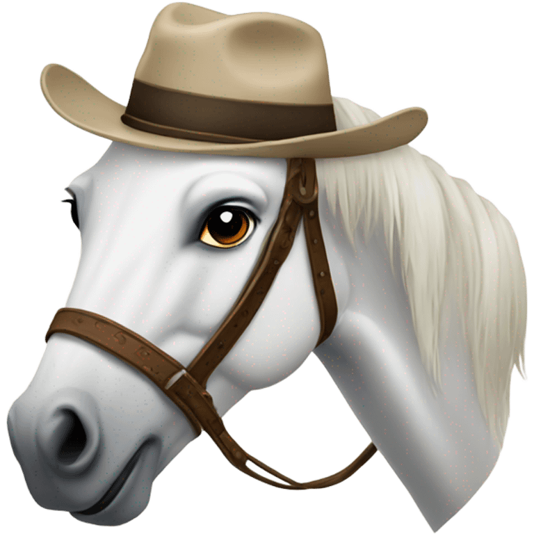 white horse with a western hat emoji