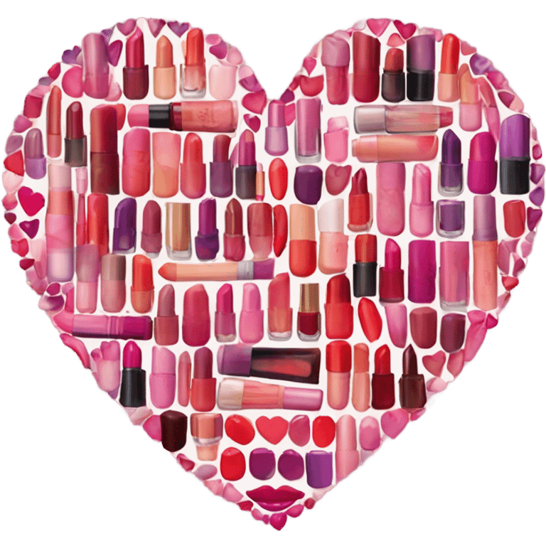 Heart with lipsticks and nail paints  emoji