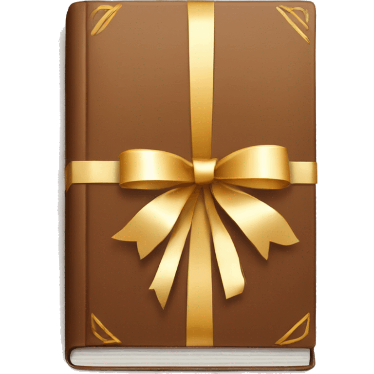 beautiful brown books tied with gift ribbon emoji