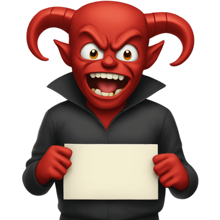 Devil holding sign saying Rebel’s fault emoji