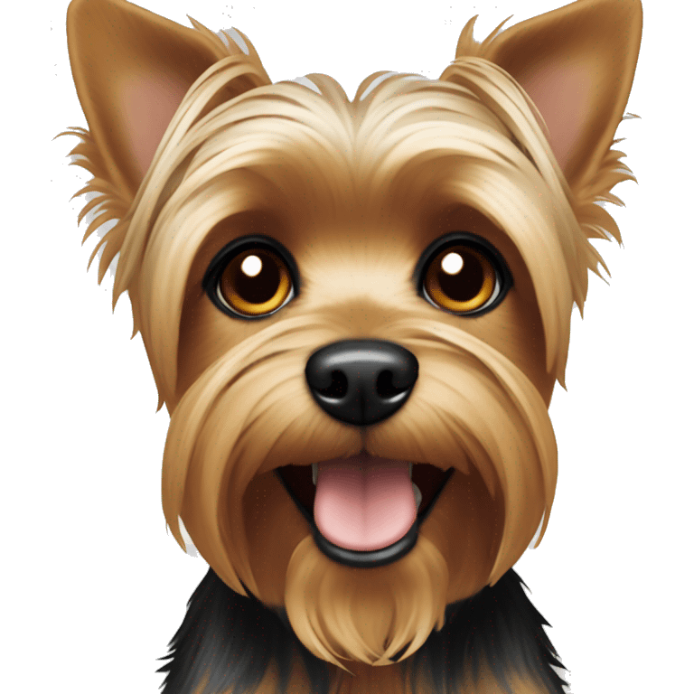 yorkie with dark ears and white mouth emoji