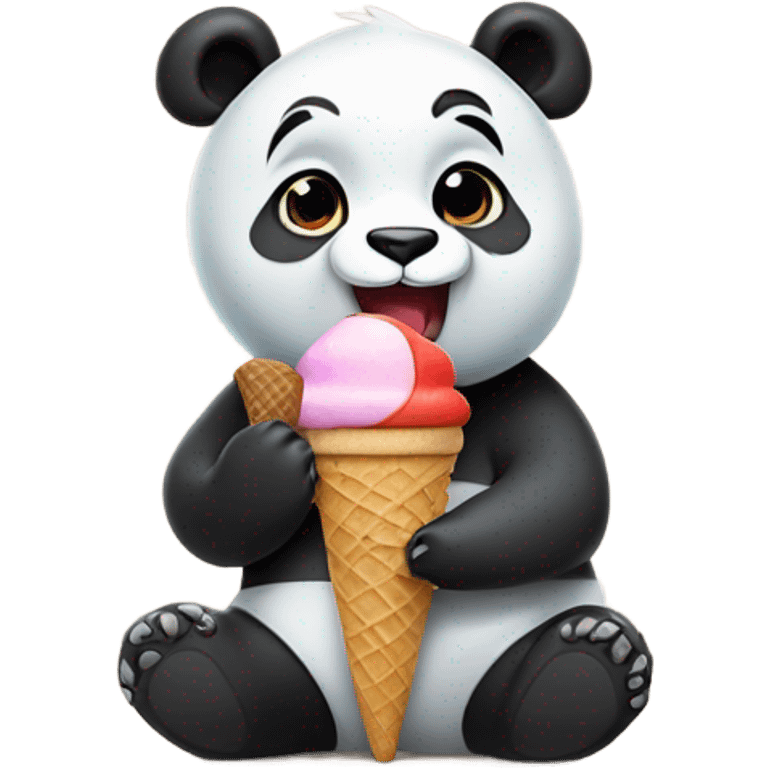 Panda eating ice cream emoji