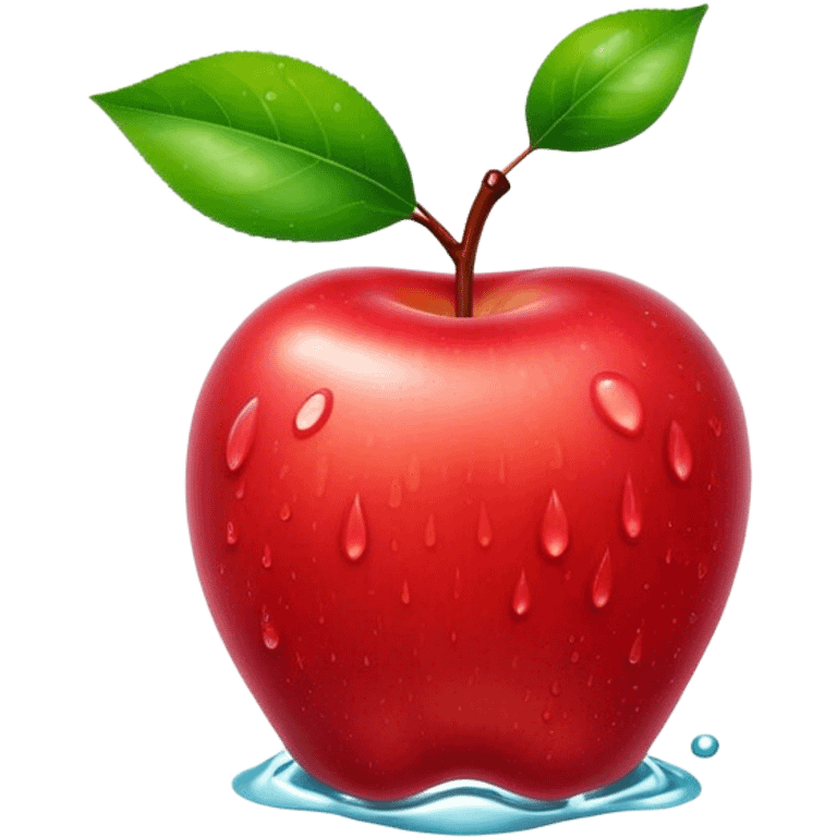 Cinematic Realistic Apple Emoji, Fresh and vibrant, with a crisp, red skin glistening with droplets of water. The smooth, shiny surface catches the light, while the green stem adds a natural touch. Soft glowing outline, capturing the essence of health, sweetness, and freshness in a crisp apple! emoji