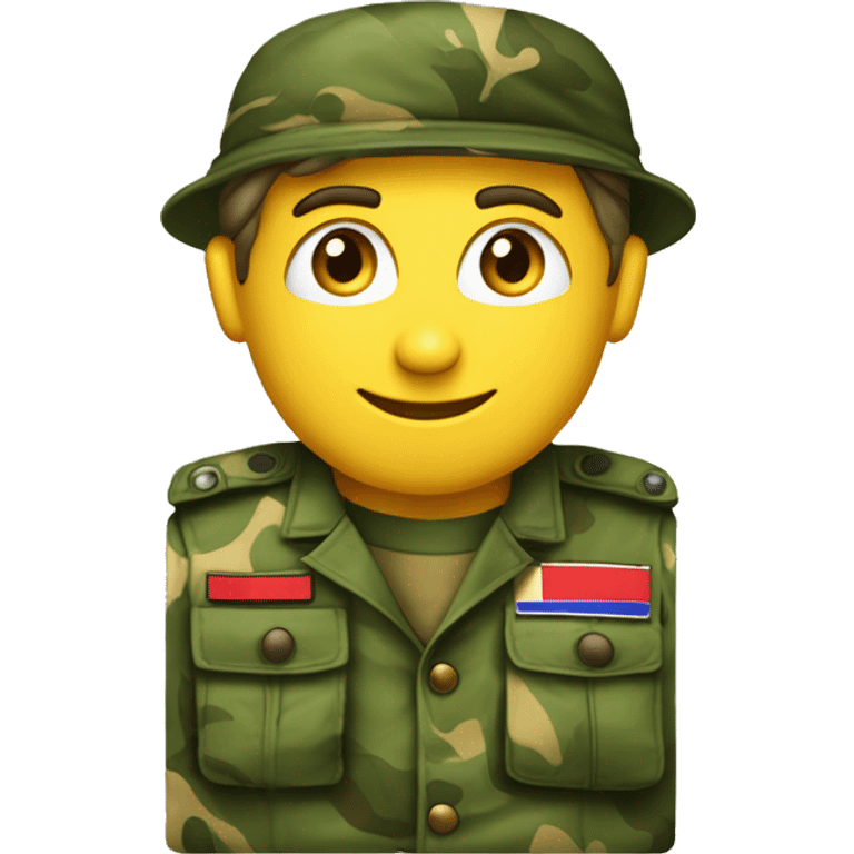 crie um emoji de um militar do exercito brasileiro com o camuflado típico emoji