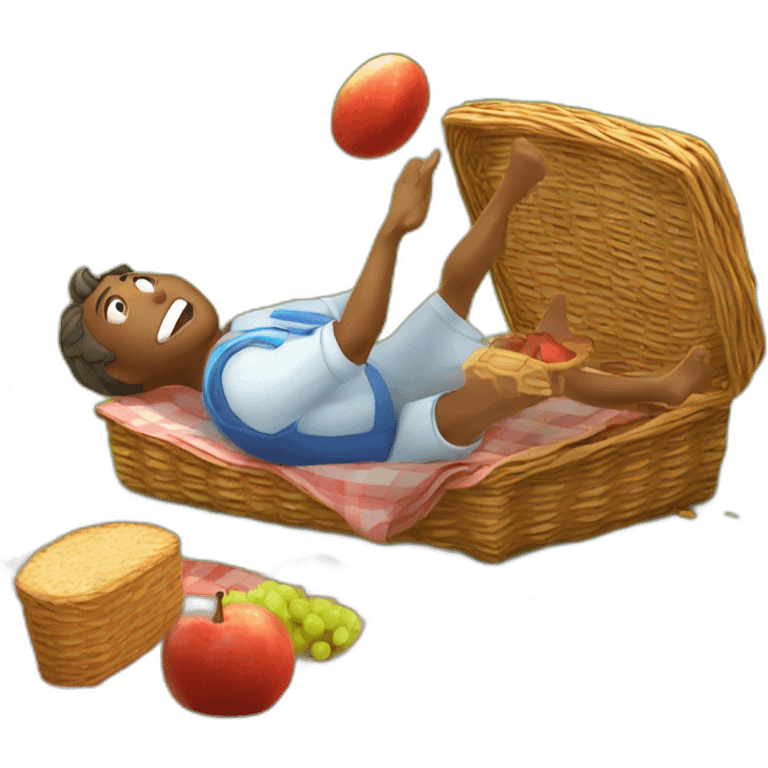 bouncing off a picnic basket and getting XP emoji