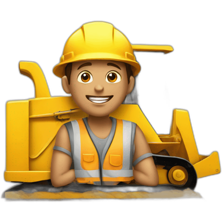 construction worker in bulldozer emoji