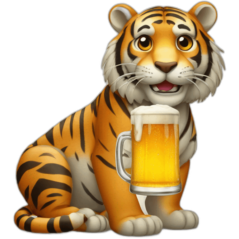 tiger with beer emoji