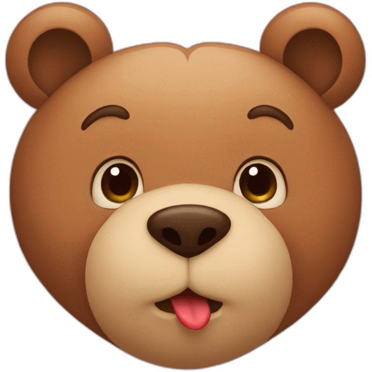 Female bear and male bear kissing, face only, with hearts above them emoji